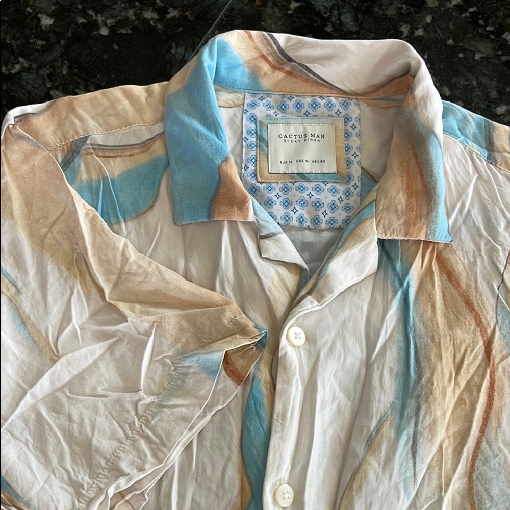 Cactus Man Ricky Singh Shirt Mens Medium 100%-Viscose Button Up Short Sleeve